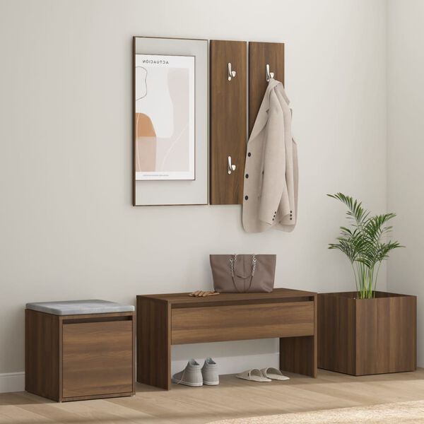 vidaXL Hallway Furniture Set Brown Oak Engineered Wood Standard
