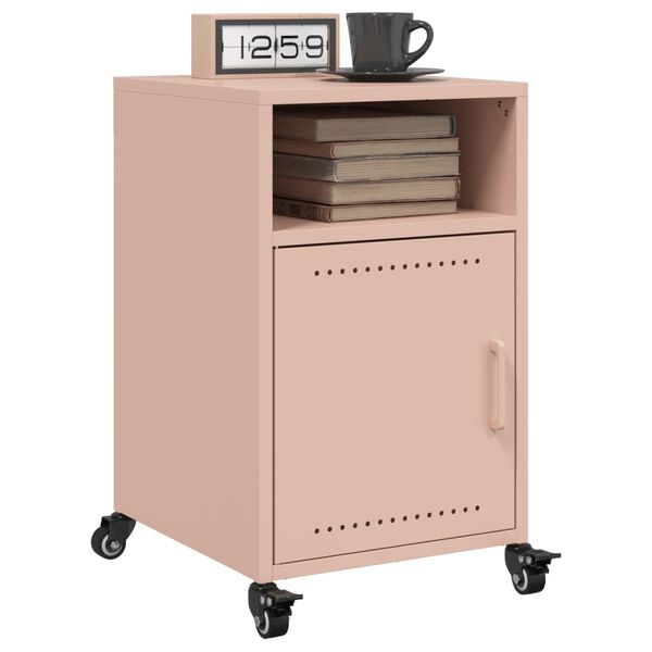 vidaXL Bedside Cabinet Set of 2 Pink Cold-rolled steel Small