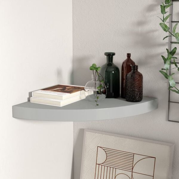 vidaXL Corner Shelf Grey Honeycomb MDF, metal 13.8 in Wall mounting