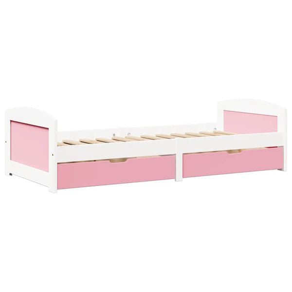 vidaXL Day Bed White and Pink Solid pine wood, engineered wood Twin