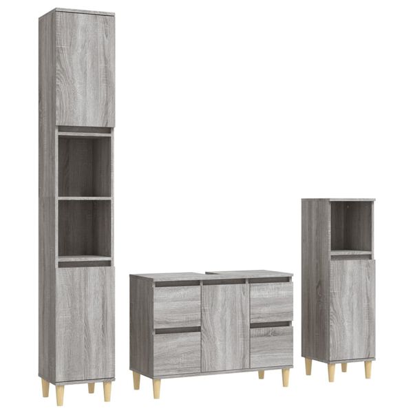 vidaXL Bathroom Furniture Set Grey Sonoma Engineered wood Medium