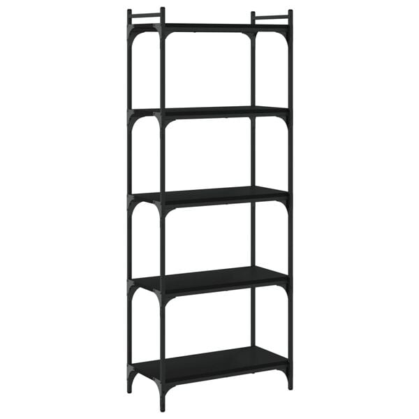 vidaXL Bookcase Black Engineered wood, metal 23.6x11.8x60.6 in