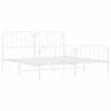 vidaXL Bed Frame White Powder-Coated Steel Full Bed Frame Rectangular