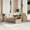vidaXL Garden Sofa Set Beige PE Rattan, Powder-Coated Steel, Tempered Glass