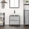 vidaXL Bathroom Basin Cabinet Grey Sonoma Engineered wood, Steel Medium