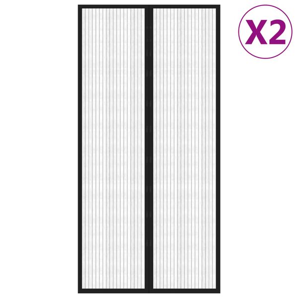 vidaXL Insect Door Curtains 2 pcs with Magnet Blocks Black 86.6x39.4"