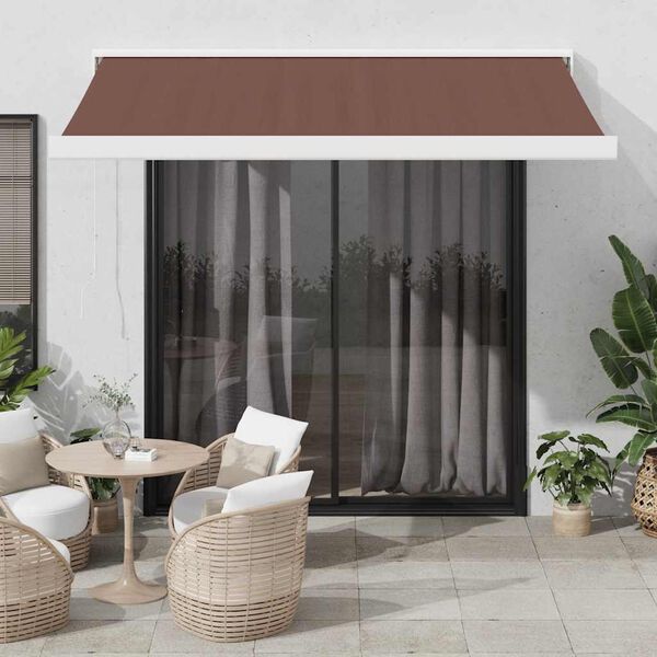 vidaXL Retractable Awning Brown Powder-coated aluminum Large