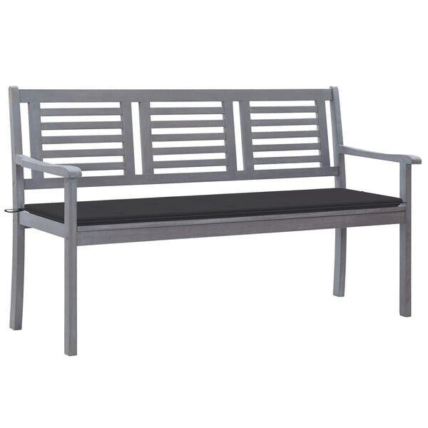 vidaXL Bench Gray, Anthracite Solid eucalyptus wood, 100% polyester Large