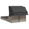vidaXL Double Sun Lounger with Canopy and Cushions Light Grey Poly Rattan