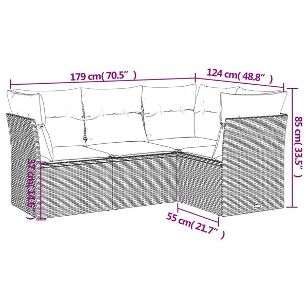 vidaXL Garden Sofa Set Beige, Light Grey