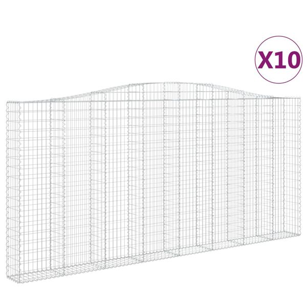 vidaXL Arched Gabion Baskets 10 pcs 157.5x11.8x180/200" Galvanised Iron