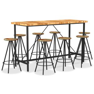 vidaXL Bar Set Natural wood finish and black