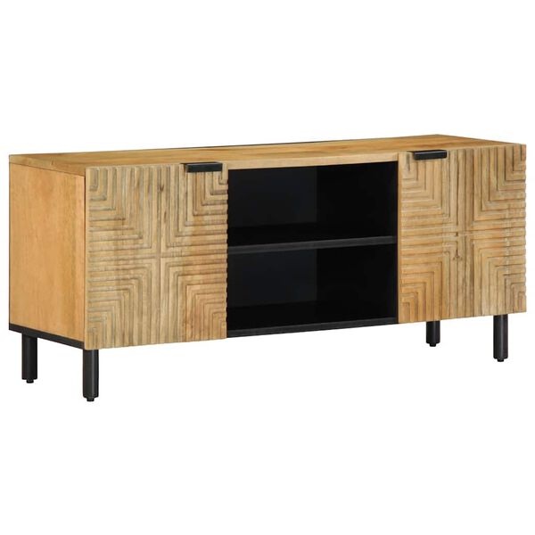 vidaXL TV Cabinet Brown Solid Mango Wood, Metal, Engineered Wood Medium