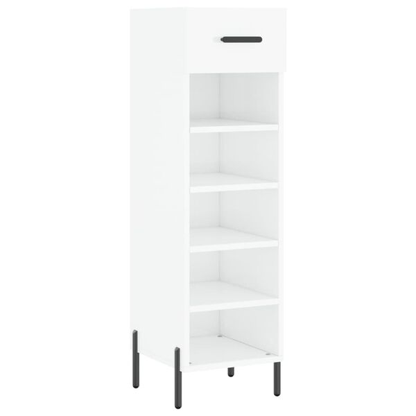 vidaXL Shoe Cabinet High gloss white Engineered wood, Iron, Zinc alloy