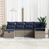 vidaXL Sofa Set with Cushion with Storage Grey and Navy Poly Rattan