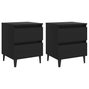 vidaXL Bed Cabinet Set of 2 Black Engineered wood Bed Cabinet