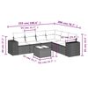vidaXL Garden Sofa Set Gray PE rattan, Powder-coated steel, Tempered glass