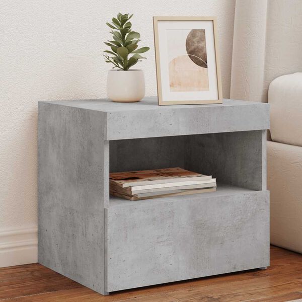 vidaXL Bedside Cabinet Concrete grey Engineered wood Medium