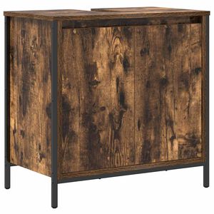 vidaXL Bathroom Basin Cabinet Smoked oak Engineered wood 23.6 in