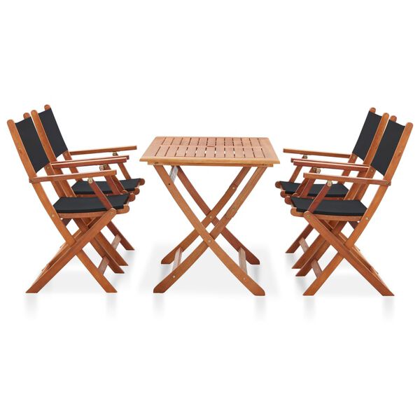 vidaXL Outdoor Dining Set Black Solid eucalyptus wood, textilene Medium