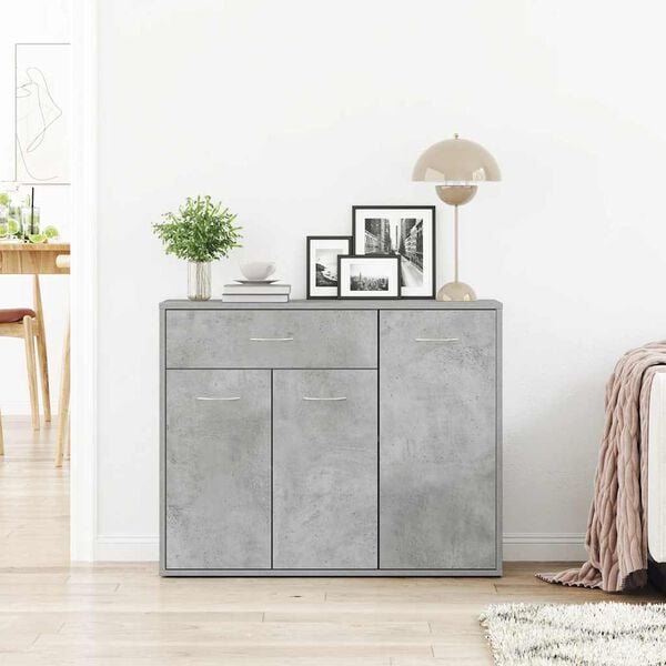 vidaXL Sideboard Concrete Grey Engineered Wood Sideboard Rectangular