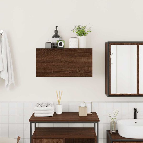vidaXL Bathroom Wall Cabinet Brown Oak Engineered Wood 23.6 in