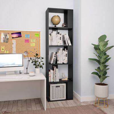 vidaXL Book Cabinet/Room Divider Black 17.7"x9.4"x62.6" Engineered Wood