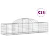 vidaXL Gabion Basket Set of 15 Silver Galvanized Iron Large Durable