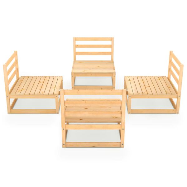 vidaXL Garden Lounge Set Natural Wood Solid Pine Wood 4 Piece Set