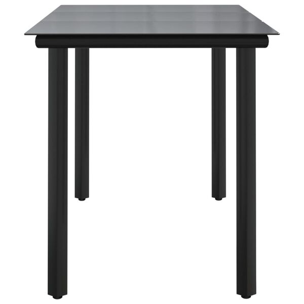 vidaXL Dining Table Black Powder-coated steel, tempered glass