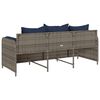 vidaXL Patio Sofa with Cushions 3-Seater Gray Poly Rattan