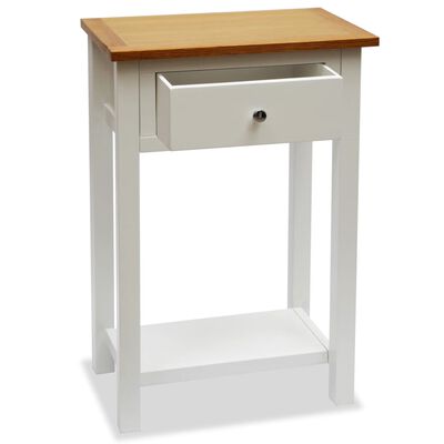 vidaXL End Table 19.7"x12.6"x29.5" Solid Oak Wood