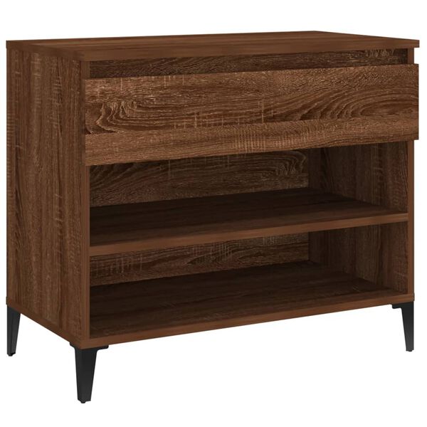 vidaXL Shoe Cabinet Brown Oak Engineered Wood, Metal 27.6 x 14.2 x 23.6 in