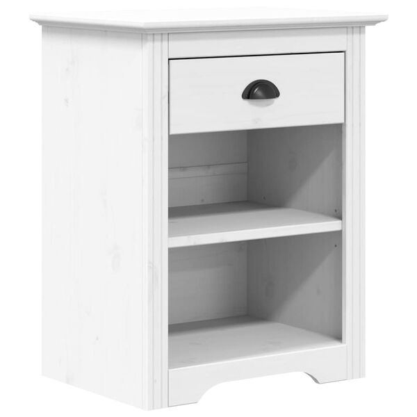 vidaXL Bedside Cabinet White Solid Pine Wood, Engineered Wood, Metal