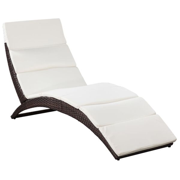 vidaXL Sun Lounger Brown, Cream White