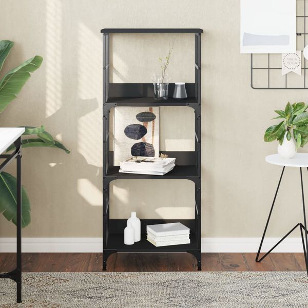 vidaXL Bookshelf Black Engineered wood, steel 46.3 x 19.7 x 13 in
