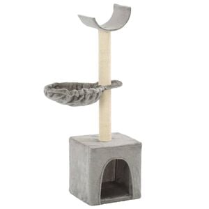vidaXL Cat Tree Gray Particle board frame, soft plush, sisal rope 41.3 in