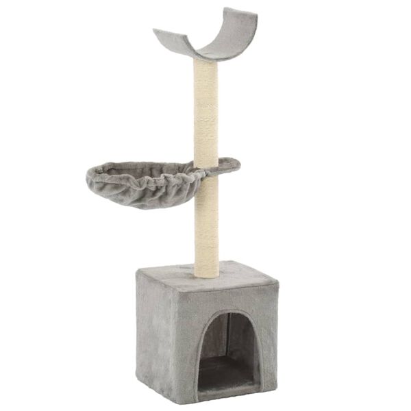vidaXL Cat Tree Gray Particle board frame, soft plush, sisal rope 41.3 in