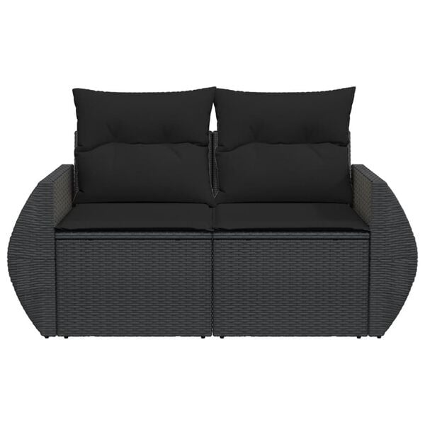 vidaXL Garden Sofa Black Poly Rattan Medium UV-resistant materials
