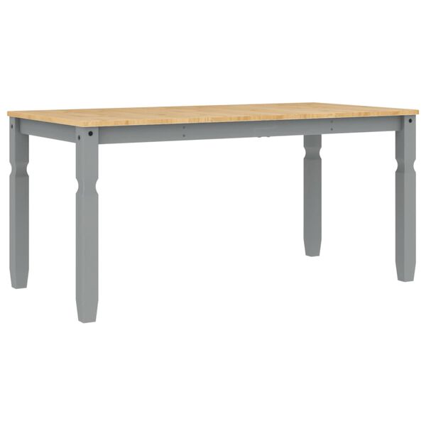 vidaXL Dining Table Gray Solid Pine Wood Medium Minimalist