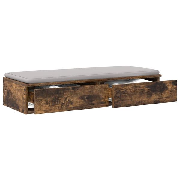 vidaXL Bed Drawers Smoked Oak 39.37 x 14.37 x 6.50 in Engineered Wood
