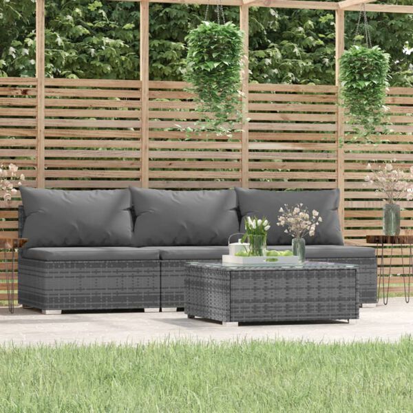 vidaXL Garden Lounge Set Grey PE rattan Medium Modular