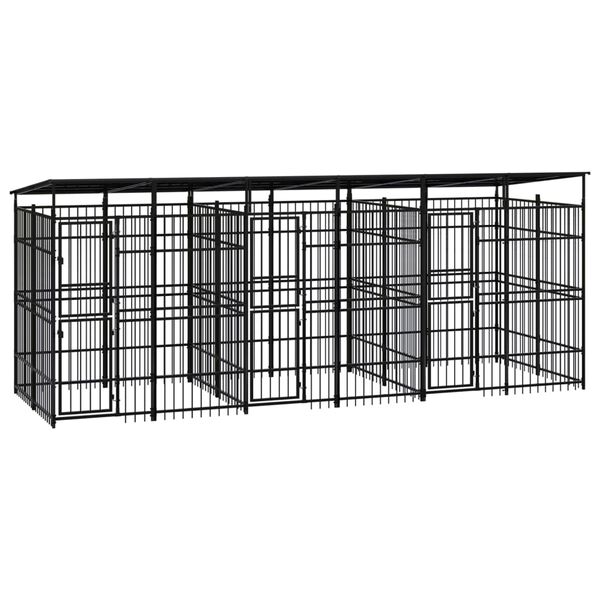 vidaXL Dog Kennel Black Powder-coated steel Large Heavy Weight Endurance