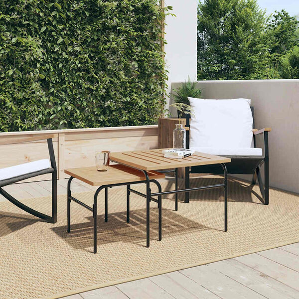 vidaXL Garden Nest Of Coffee Table Set of 2 Brown and Black