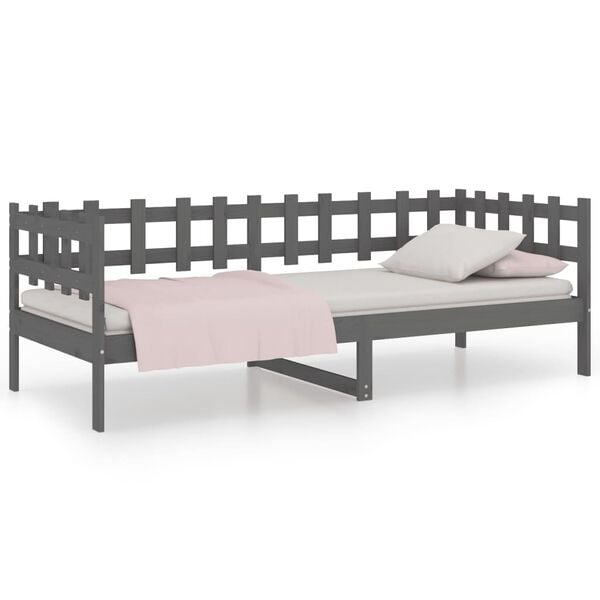 vidaXL Day Bed Gray Solid pine wood Twin Convertible