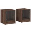vidaXL Bedside Cabinet Set of 2 Brown Oak Engineered wood, glass