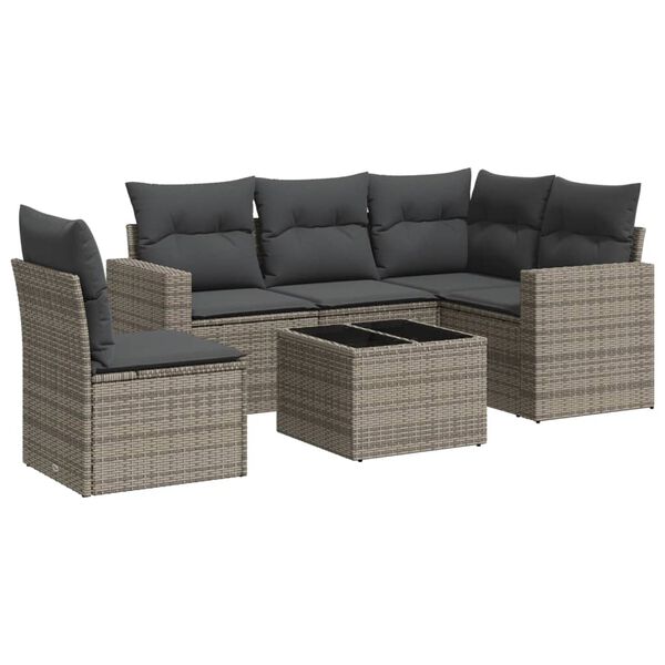 vidaXL Garden Sofa Set Grey PE Rattan Large Adjustable Feet