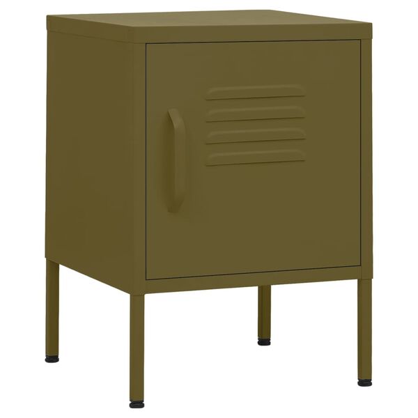 vidaXL Nightstand Olive Green Steel 13.8 x 13.8 x 20.1 in Nightstand