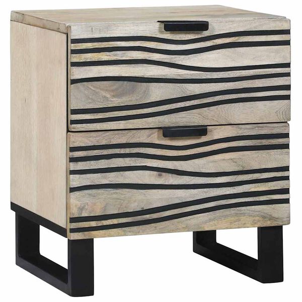 vidaXL Bedside Cabinet White and Black 15.75 x 12.99 x 18.11 in