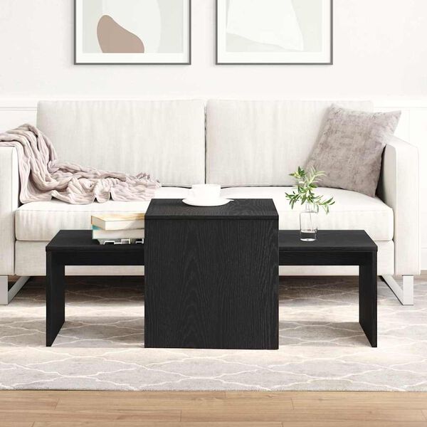 vidaXL Nesting Tables Black Oak 39.37 x 18.90 x 15.75 in